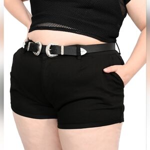 FOXBLOOD Cuffed High Waisted Black Denim Shorts